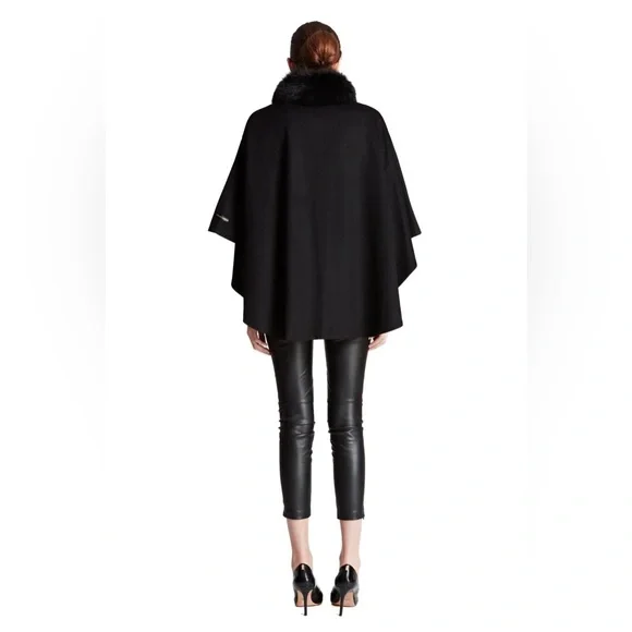Belle Fare Cashmere Blend Cape with Fox Fur Trim